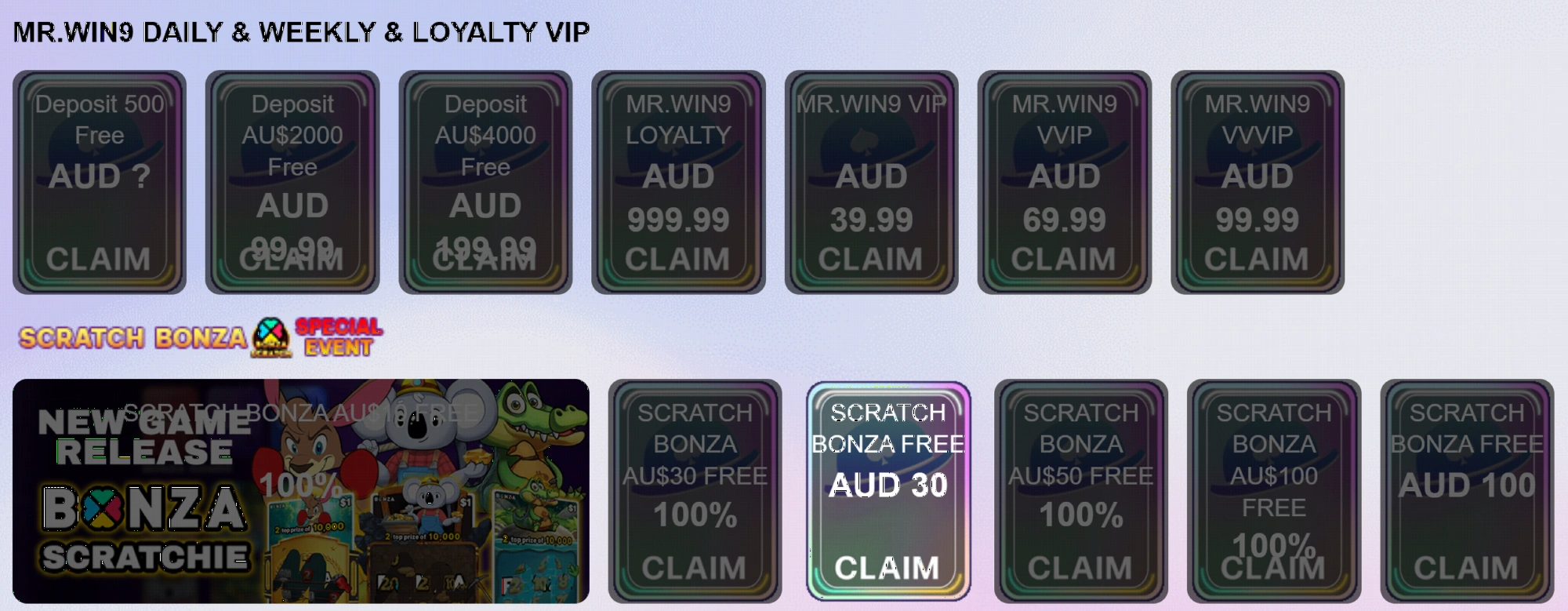 MrWin9 Casino bonuses and promotions for Australian players